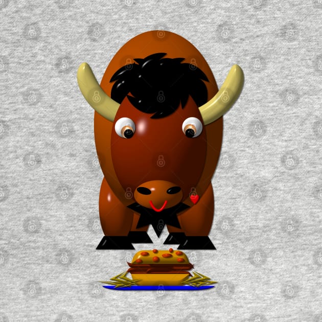 Cute Buffalo with Beef on Weck and Chicken Wings by CuteCrittersWithHeart